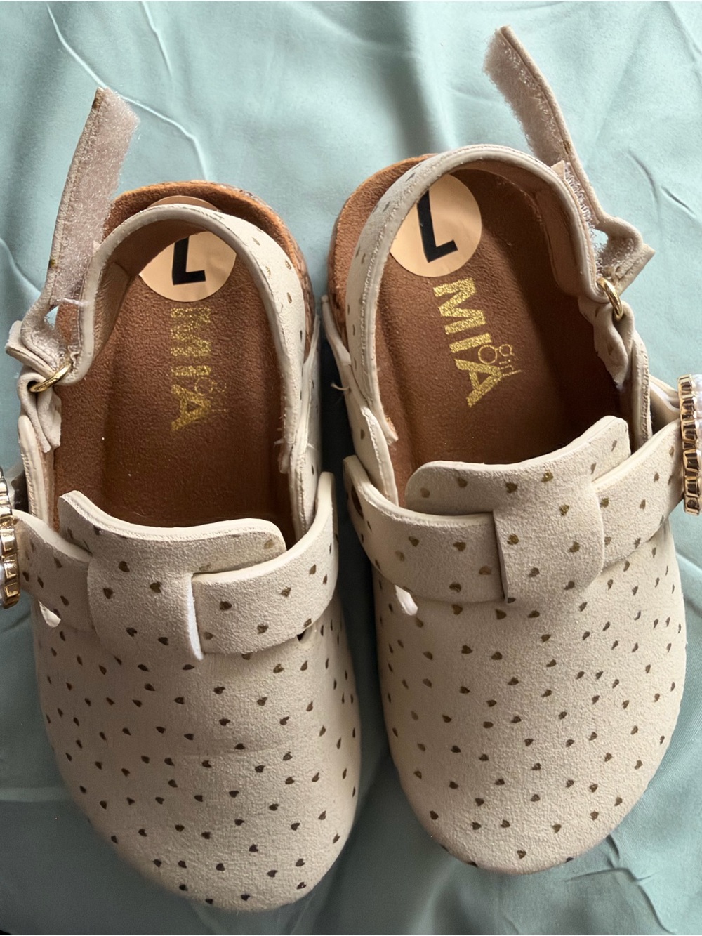 MIA Kids Cream Polka-Dot Hook-and-Loop Slip-On Shoes